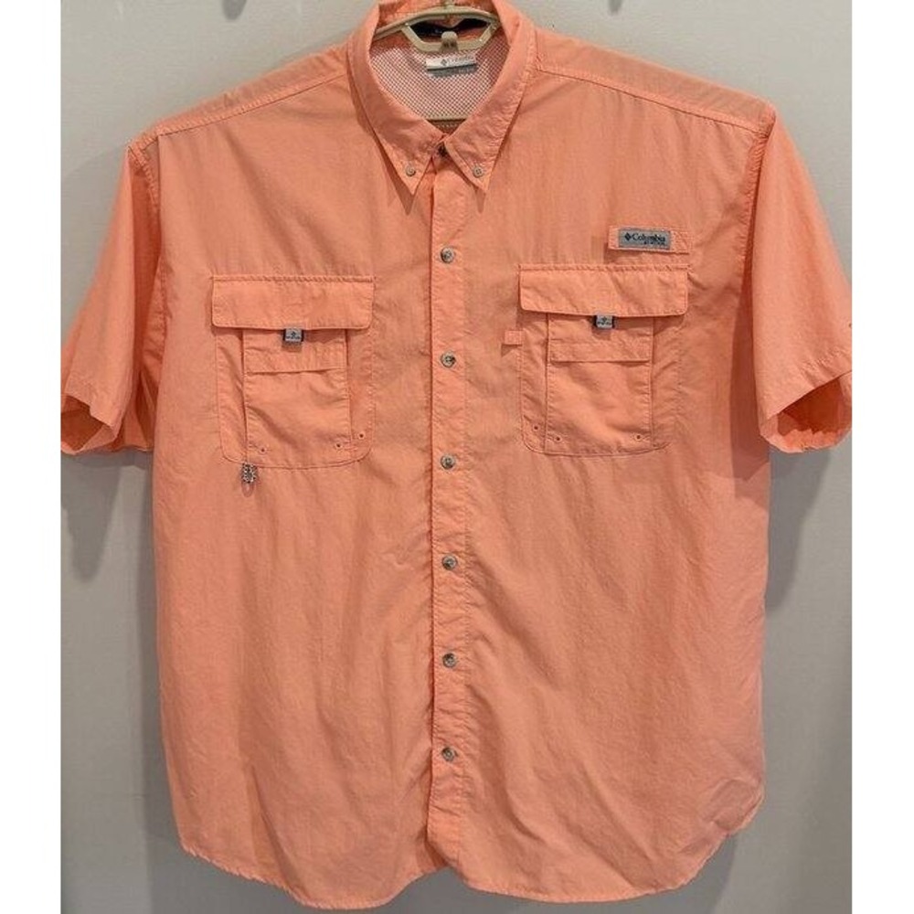 Columbia PFG Bahama Peach Short Sleeve Vented Fishing Shirt Size XXL